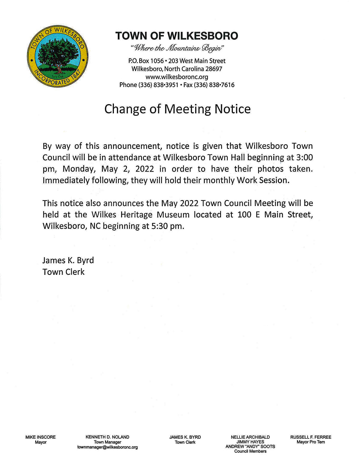 change-of-meeting-notice-town-of-wilkesboro-north-carolina